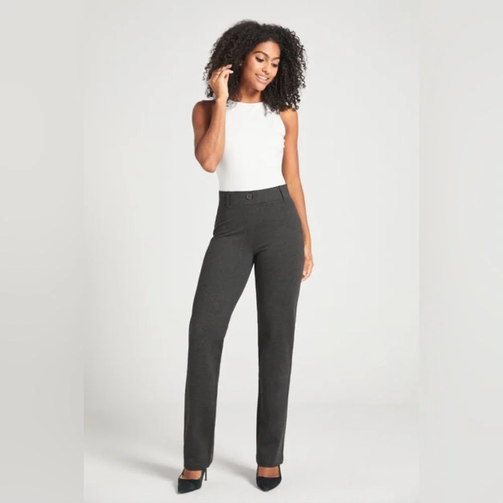 Betabrand Classic Dress Pant Yoga Pant Straight in Charcoal Grey Size XS Petite.